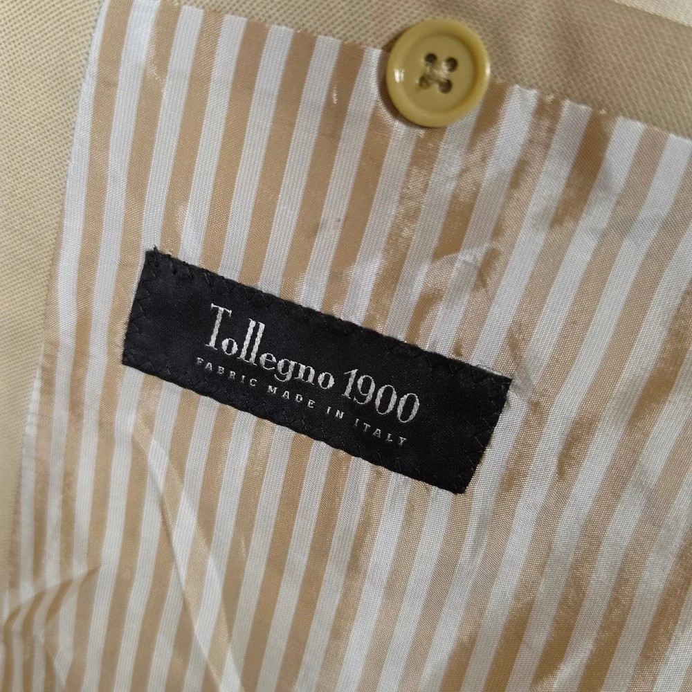 The Black Tux Blazer Mens 46R Tan Tollegno 1900 Italian Wool Suit Jacket